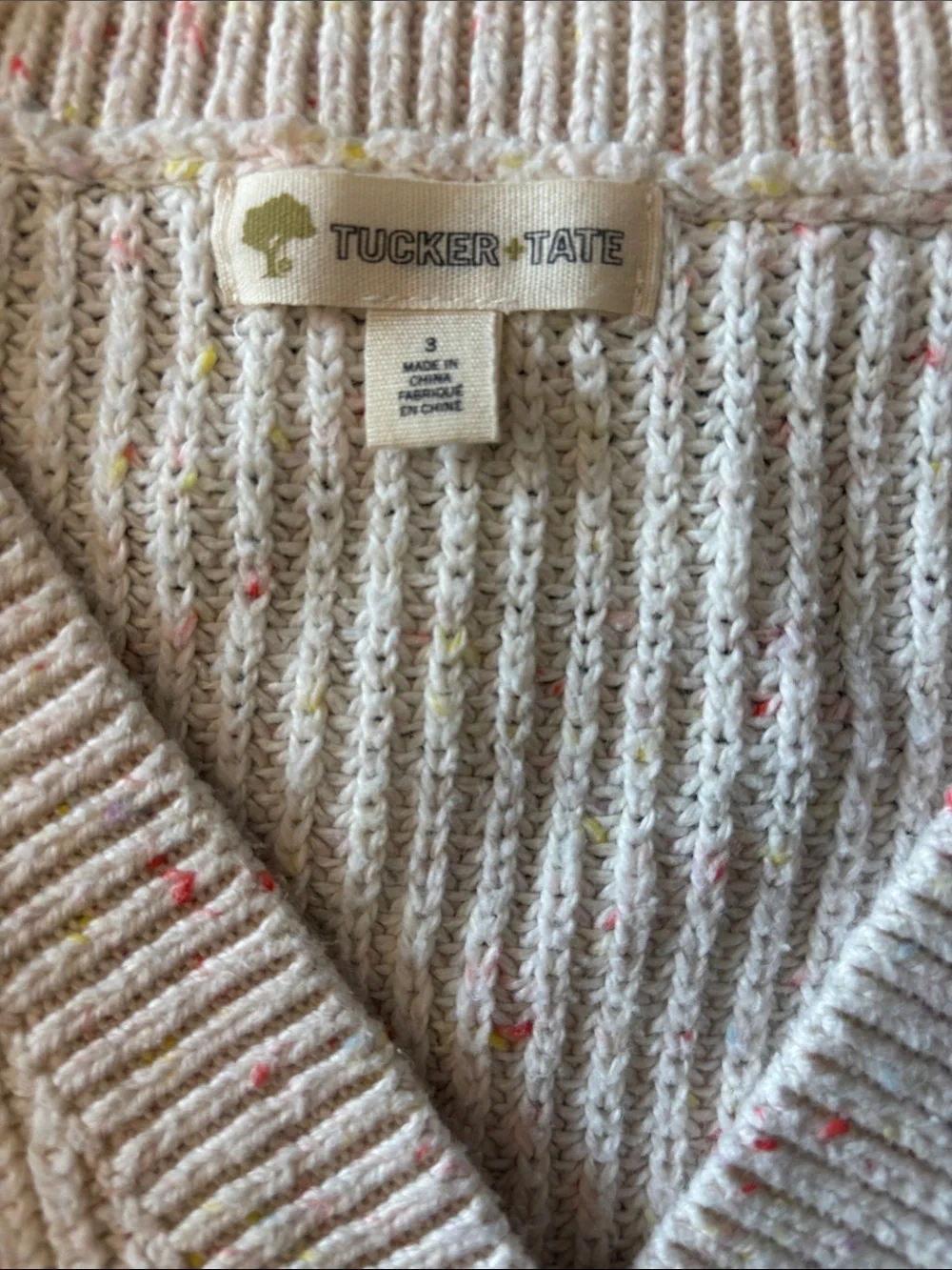 Tucker + Tate Cream Speckled V-Neck Button Cardigan